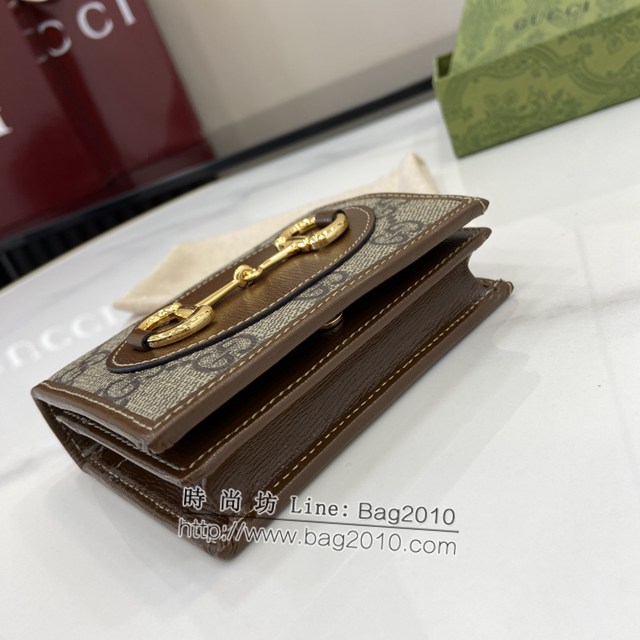 Gucci專櫃古馳最新款Horsebit 1955系列卡包零錢包卡夾 jh2195型號：621887